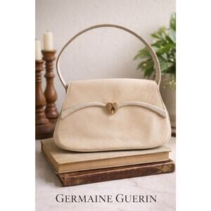 Vintage Germaine Guerin Paris Handbag MCM 50s Linen Top Handle Purse